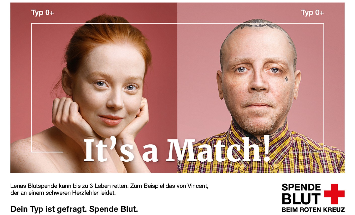 Kampagnenmotiv It's a match: Dein Typ ist gefragt: Spende Blut