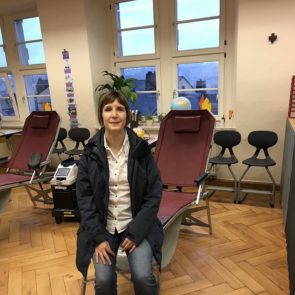 Birgit Kaiser auf einem DRK-Blutspendetermin in Schneeberg